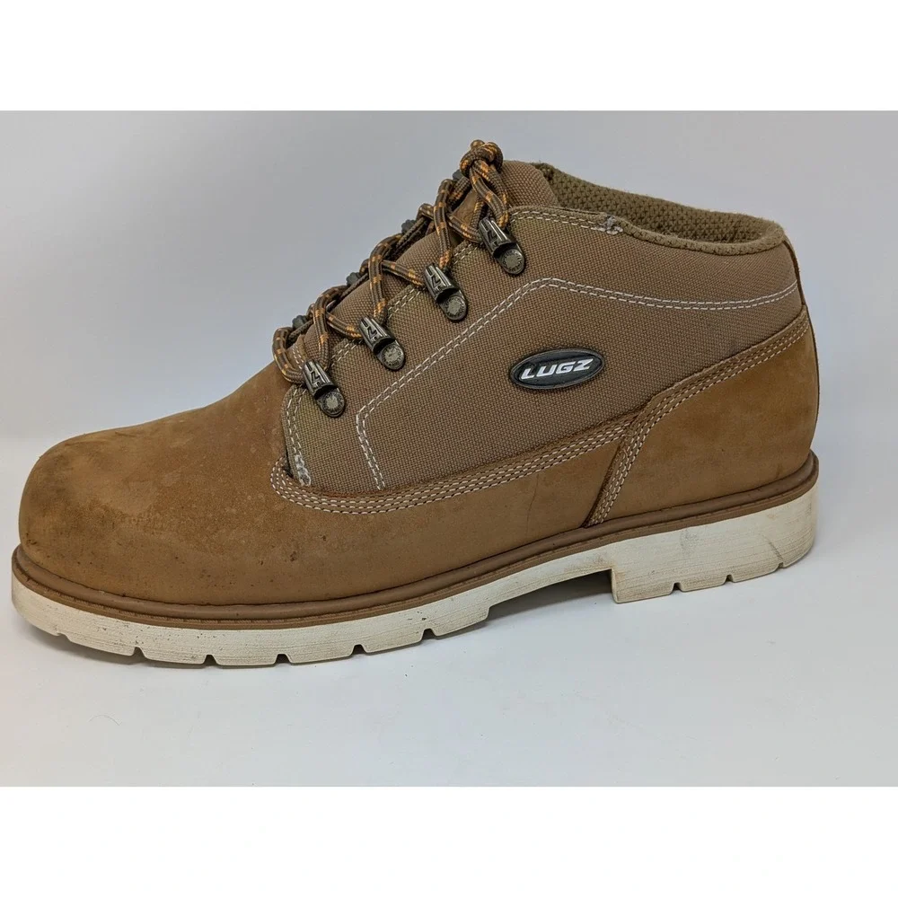 Lugz Mens 10 Leather Ankle Boots MCCNT-238 Tan Work Casual Mid Top Shoes